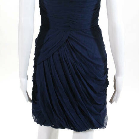 Kurt Thomas Blue Silk One Shoulder Jeweled Dress 6 - Picture 6 of 8